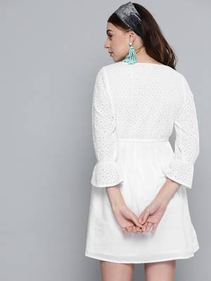 White Schiffli Shift Dress 3