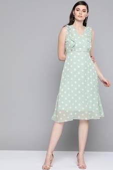 Olive Polka Dot Midi Dress