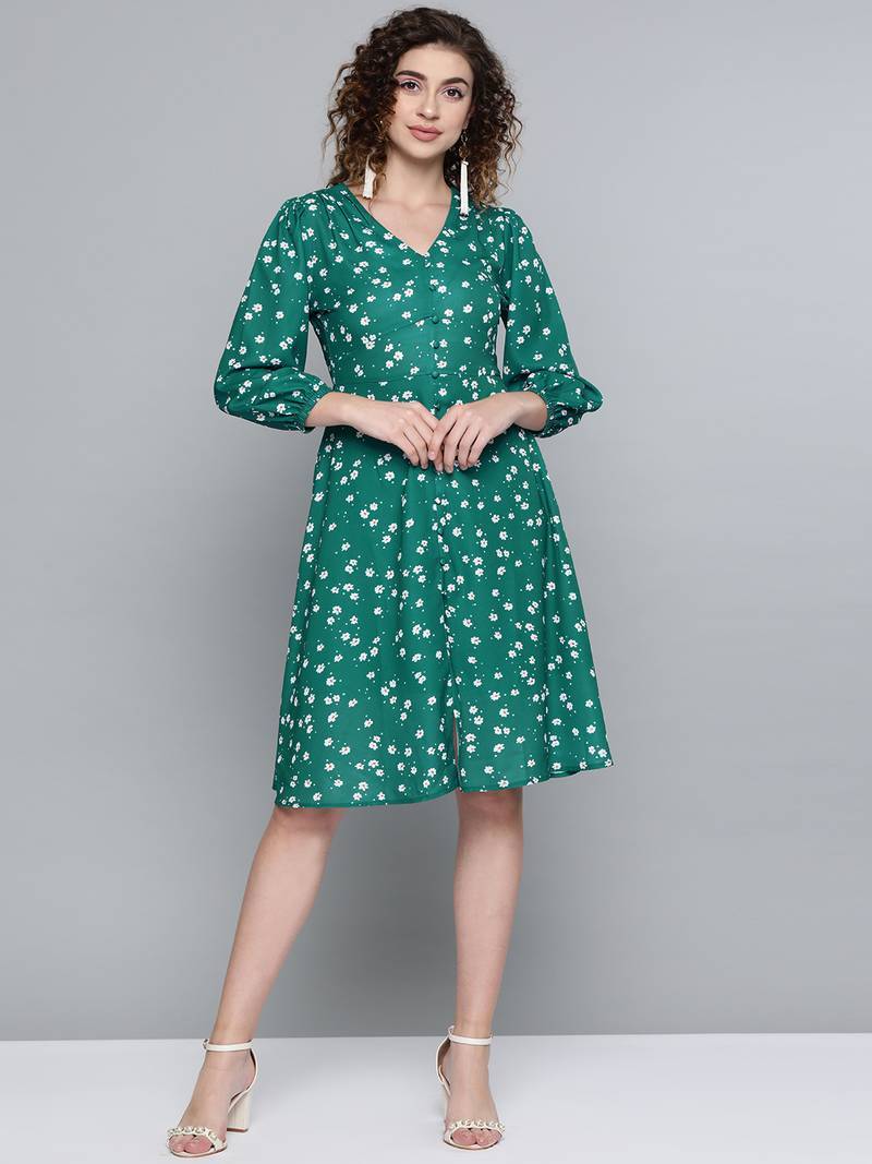slim fit dress slacks Ellianna Floral Maxi Dress in Green main image 1