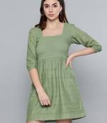 Olive Schiffli Smocking Skater Dress