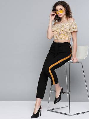 Yellow Ditsy Floral Off Shoulder Crop Top 4