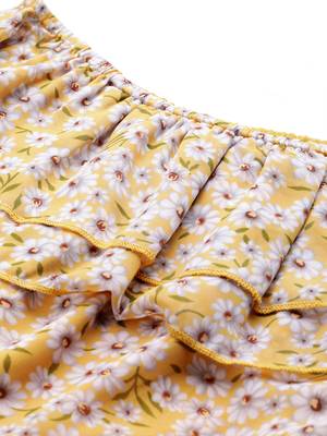 Yellow Ditsy Floral Off Shoulder Crop Top 5