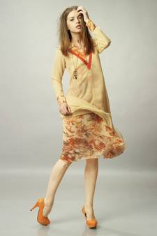 Yellow  Chiffon Georgette Printed Kurti
