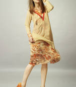 Yellow  Chiffon Georgette Printed Kurti