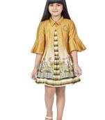 Mustard plain kids frocks