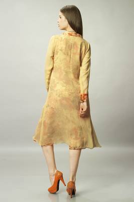Yellow  Chiffon Georgette Printed Kurti 3