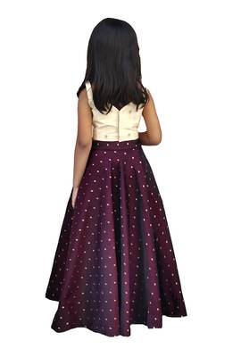 Kids Cream Blouse And Maroon Lehenga Choli 2