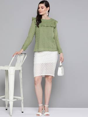 Olive Schiffli Front Yoke Top 4