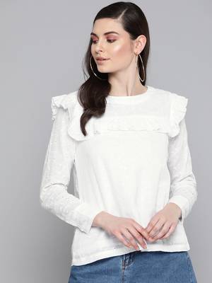 White Schiffli Front Yoke Top 1