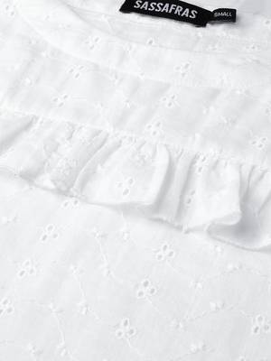 White Schiffli Front Yoke Top 5