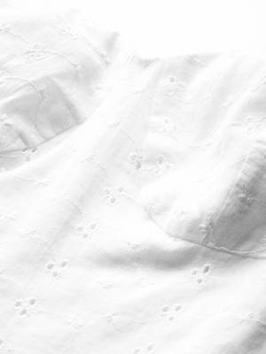 White Schiffli Bishop Sleeve Crop top 5