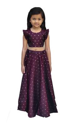 Kids Maroon Blouse And Lehenga Choli 1