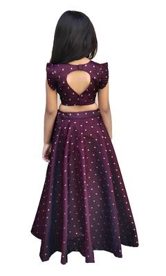 Kids Maroon Blouse And Lehenga Choli 2