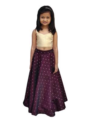 Kids Cream Blouse And Maroon Lehenga Choli 1