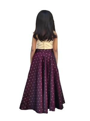 Kids Cream Blouse And Maroon Lehenga Choli 2