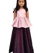 Kids Pink Top And Maroon Lehenga Choli