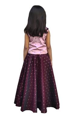 Kids Dark Pink Top And Maroon Lehenga Choli 2