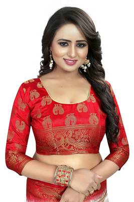 White woven cotton silk saree with blouse 5