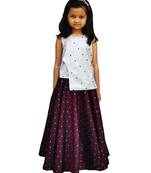 Kids Silver Top And Maroon Lehenga Choli