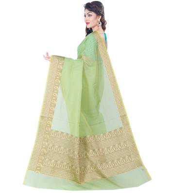 Green Woven Cotton Silk Saree 1
