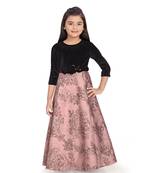 pink embroidered kids girl gowns