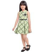 green printed kids frocks