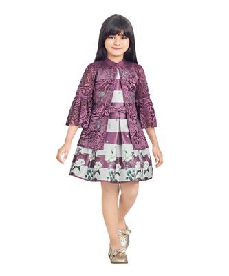 purple printed kids frocks 1