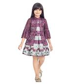 purple printed kids frocks