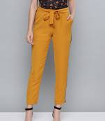 Mustard Side Tape Detail Tapered Pants