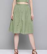 Olive Schiffli Buttoned Skirt