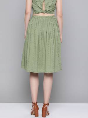 Olive Schiffli Buttoned Skirt 3