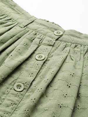 Olive Schiffli Buttoned Skirt 5