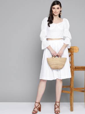 White Schiffli Buttoned Skirt 4