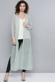 Olive Ditsy Floral Side Slit Longline Shrug