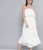 White Schiffli Off Shoulder Jumpsuit