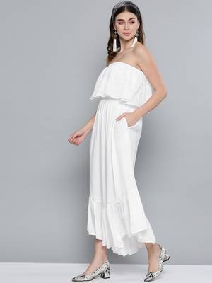 White Schiffli Off Shoulder Jumpsuit 2