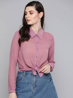 Purple Dobby Sheer Boxy Shirt 1