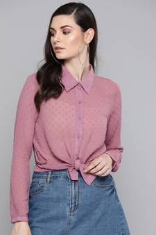 Purple Dobby Sheer Boxy Shirt