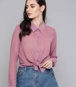 Purple Dobby Sheer Boxy Shirt