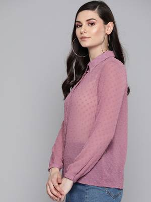 Purple Dobby Sheer Boxy Shirt 2