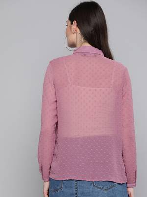 Purple Dobby Sheer Boxy Shirt 3