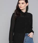 Black Dobby Sheer Boxy Shirt