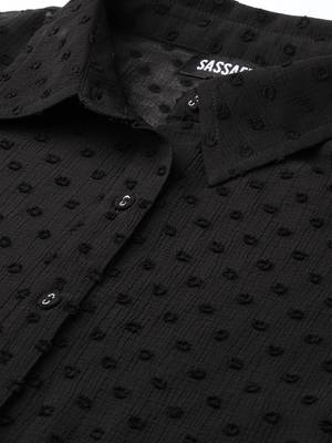 Black Dobby Sheer Boxy Shirt 5