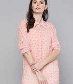 Pink Polka Dot Boxy Sheer Shirt