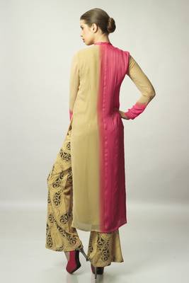 Beige and Pink Georgette Kurti 3