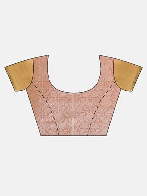 Pink woven silk blend saree with blouse 5