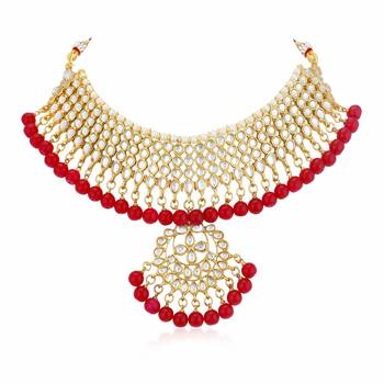 Wedding Wear Kundan Beaded Necklace Set With Mang Tikka 3