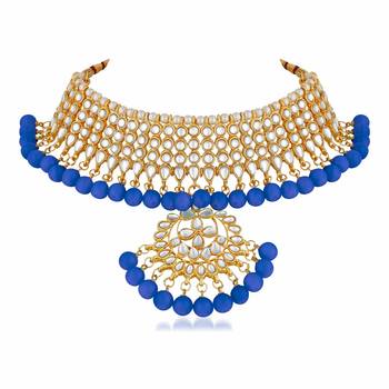 Wedding Wear Kundan Beaded Necklace Set With Mang Tikka 2