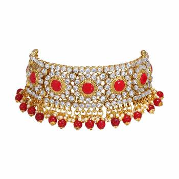 Wedding Wear Kundan Beaded Collar Necklace Set With Mang Tikka 2