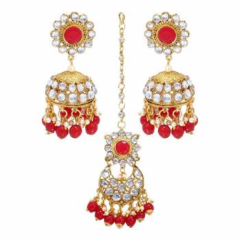 Wedding Wear Kundan Beaded Collar Necklace Set With Mang Tikka 3